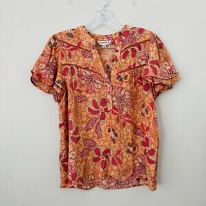 Nanette Lapore Orange Floral Short Sleeve Blouse Women’s Size M